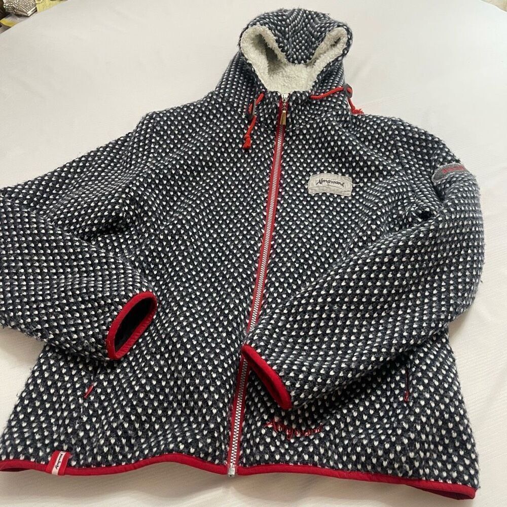 Almgwand Navy Blue Black White Wool Jacket Size 20 Fits Small